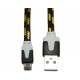 Кабель USB - micro USB в переплёте плоский /черный-желтый/