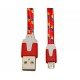 Кабель USB - micro USB в переплёте плоский /красный-желтый/