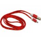 Кабель USB - micro USB в переплёте плоский /красный-желтый/