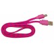 Кабель USB - micro USB в переплёте плоский /малиновый-сиреневый/