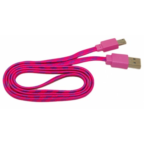 Кабель USB - micro USB в переплёте плоский /малиновый-сиреневый/