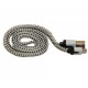 Кабель USB - micro USB в переплёте плоский /белый-черный/