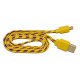 Кабель USB - micro USB в переплёте плоский /желтый-стальной/