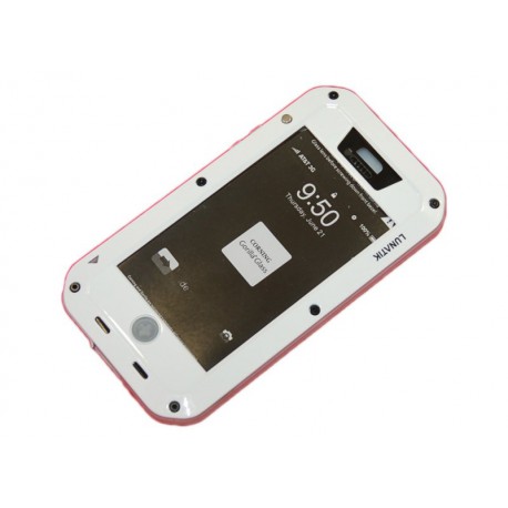 Чехол для Apple iPhone 4 "LUNATIK" /белый-малиновый/