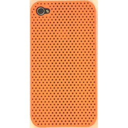 Чехол для iPhone 4G жесткий пластик-сетка оранжевый
