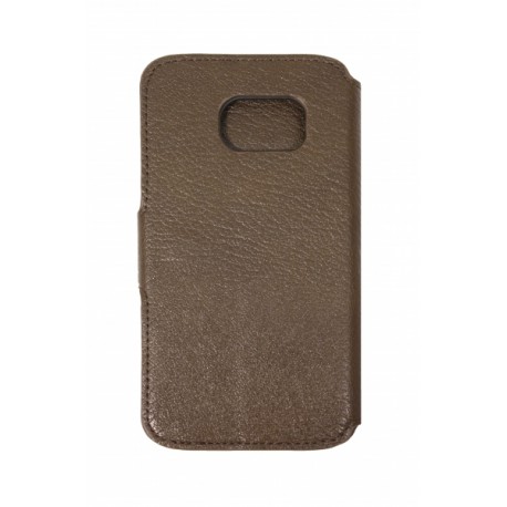 Кожаный чехол PALMEXX книга-подставка для Samsung Galaxy S6 EDGE с пластиковым держателем /коричневый/