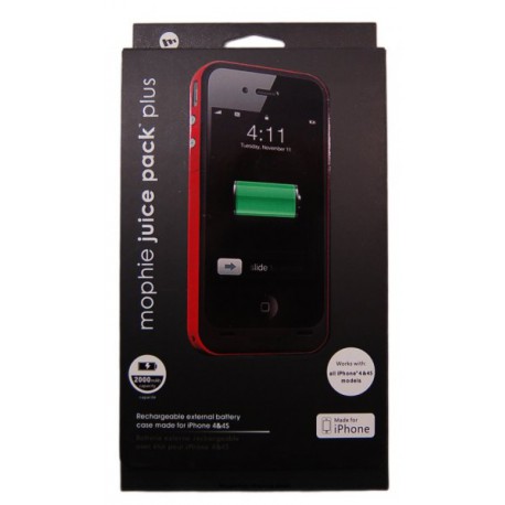 Чехол с аккумулятором для iPhone 4 Mophie /2000mAh/красный/