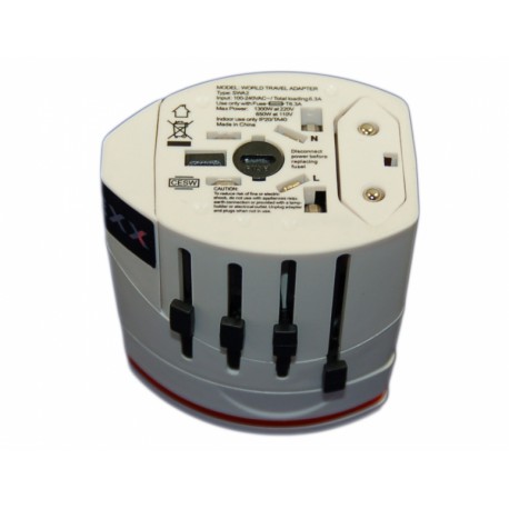 Зарядное устройство 2xUSB портами, совместим с UK/US/EU/AU стандартами 1300W